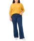 ფოტო #3 პროდუქტის Plus Size Ribbed-Front Crewneck Sweater