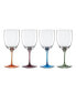 Bottoms Up Color Bottom Wine Glasses, Set of 4