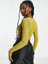 Фото #2 товара ASOS DESIGN mesh exposed seam cut out top in olive