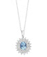 ფოტო #1 პროდუქტის EFFY® Aquamarine (1-5/8 ct. t.w.) & Diamond (1/5 ct. t.w.) Sunburst Halo 18" Pendant Necklace in 14k White Gold