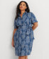 ფოტო #3 პროდუქტის Plus Size Linen Floral Shirtdress