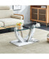 Фото #2 товара Minimalist Glass Coffee Table with Marble Legs