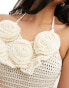 4th & Reckless fleur open knit crochet corsage dress in cream Бежевый, 42 - фото #3