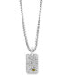 Фото #1 товара Men's White Sapphire Cluster Dog Tag Pendant Necklace (1-3/8 ct. t.w.) in Sterling Silver & 18k Gold