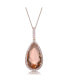 Фото #1 товара Sterling Silver 18K Rose Gold Plated Pear Shaped Morganite Cubic Zirconia Pendant Necklace