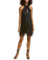 Wayf Feather Trim Swing Mini Dress Women's Black Xs