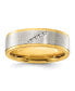 Titanium Polished Yellow IP-plated with CZ Brushed Band Ring