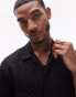 Фото #2 товара Topman oversized fit button through jersey crochet polo in black