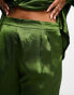 Фото #2 товара In The Style Plus exclusive satin textured wide leg trousers co-ord in khaki