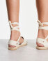 London Rebel Wide Fit tie up espadrilles in cream