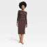 Фото #1 товара Women's Long Sleeve Midi Bodycon Dress - Universal Thread Brown M