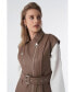 ფოტო #2 პროდუქტის Women's Genuine Leather Belted Waistcoat, Mocha Brown