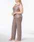 ფოტო #5 პროდუქტის 3-Pc. Plus Size Sequined Lace Pantsuit & Shell