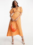 Nobody's Child Wednesday midi dress in orange gingham