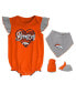 ფოტო #1 პროდუქტის Girls Newborn and Infant Orange, Heathered Gray Denver Broncos All The Love Bodysuit Bib and Booties Set