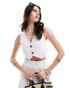 Фото #2 товара ASOS DESIGN boxy waistcoat with linen in white