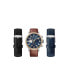 ფოტო #1 პროდუქტის Men's Dial Quartz Brown Leather Strap Watch with Interchangeable Straps, Set of 3