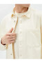 Kanvas Gömlek Cep Detaylı Klasik Yaka Düğmeli Uzun Kollu