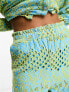 Фото #3 товара Y.A.S broderie wide leg trouser co-ord in blue and yellow