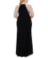 Фото #2 товара Plus Size Mixed-Media Rhinestone-Embellished Gown