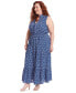 Фото #4 товара Plus Size Floral-Print Ruffle-Collar Maxi Dress