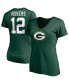 Фото #2 товара Women's Aaron Rodgers Green Green Bay Packers Player Icon Name and Number V-Neck T-shirt