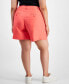 Trendy Plus Solid Linen-Blend Pleated Woven Shorts, Created for Macy's Penny Coral, 20W - фото #4