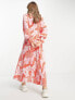 Фото #3 товара ASOS DESIGN plunge batwing maxi dress in pink splice print