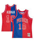 Фото #5 товара Men's Dennis Rodman Blue, Red Detroit Pistons Hardwood Classics 1988-89 Split Swingman Jersey