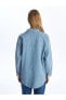 Фото #5 товара Modest Düz Uzun Kollu Kadın Jean Gömlek Ceket