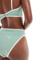 Фото #3 товара ASOS DESIGN contrast binding high leg high waist bikini bottom in sage green