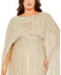 ფოტო #3 პროდუქტის Women's Plus Size Embellished Column Cape Gown