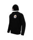 ფოტო #2 პროდუქტის Men's Black Pittsburgh Steelers Crewneck Pullover Sweater and Cuffed Knit Hat Box Gift Set