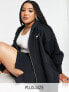 Nike Plus mini swoosh oversized full zip hoodie in black and sail