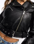 Фото #4 товара Stradivarius faux leather biker jacket in black