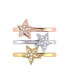 ფოტო #3 პროდუქტის Tri-Color (White, Yellow and Rose) Sterling Silver Dazzling Star Diamond Women Ring