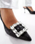 Фото #2 товара Steve Madden Closeup-S sequin slingback heeled shoe with embellished buckle in black