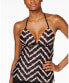 Hula Honey BLACK/GREY Electric Tie-Dyed Push-up Halter Tankini Top US XS 307044