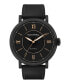 ფოტო #1 პროდუქტის Black Dial with Black Plated Steel and Black Leather Watch 44 mm