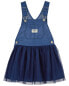 Фото #7 товара Toddler Tulle and Denim Jumper Dress 5T