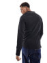 Calvin Klein stretch pique tipping long sleeve polo shirt in black