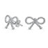 Delicate Simple Dainty Thin Twist Rope Cable Ribbon Birthday Present Bow Stud Earrings For Women For Teens .925 Sterling Silver