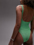 Фото #5 товара Topshop Tall scoop back crinkle swimsuit in green