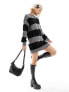 Фото #1 товара Mango oversized jumper stripe dress in black and white