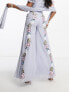 Фото #7 товара Maya contrast floral embellished sharara trouser in pale blue co-ord