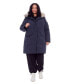 ფოტო #2 პროდუქტის Plus Size Laurentian Long Parka Winter With Faux Fur Hood