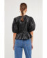 Women's Faux Leather Peplum Top