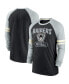 Фото #1 товара Men's Black and Silver-Tone Las Vegas Raiders Throwback Raglan Long Sleeve T-shirt