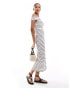 Pull&Bear bardot midaxi dress in white & black stripe