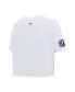 Women's White Tampa Bay Lightning Boxy Script Tail Cropped T-shirt